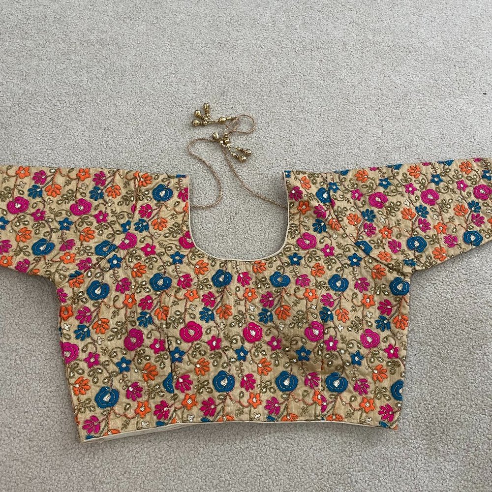 NEW] Indian Sari Saree Lehenga Blouse Gold XL